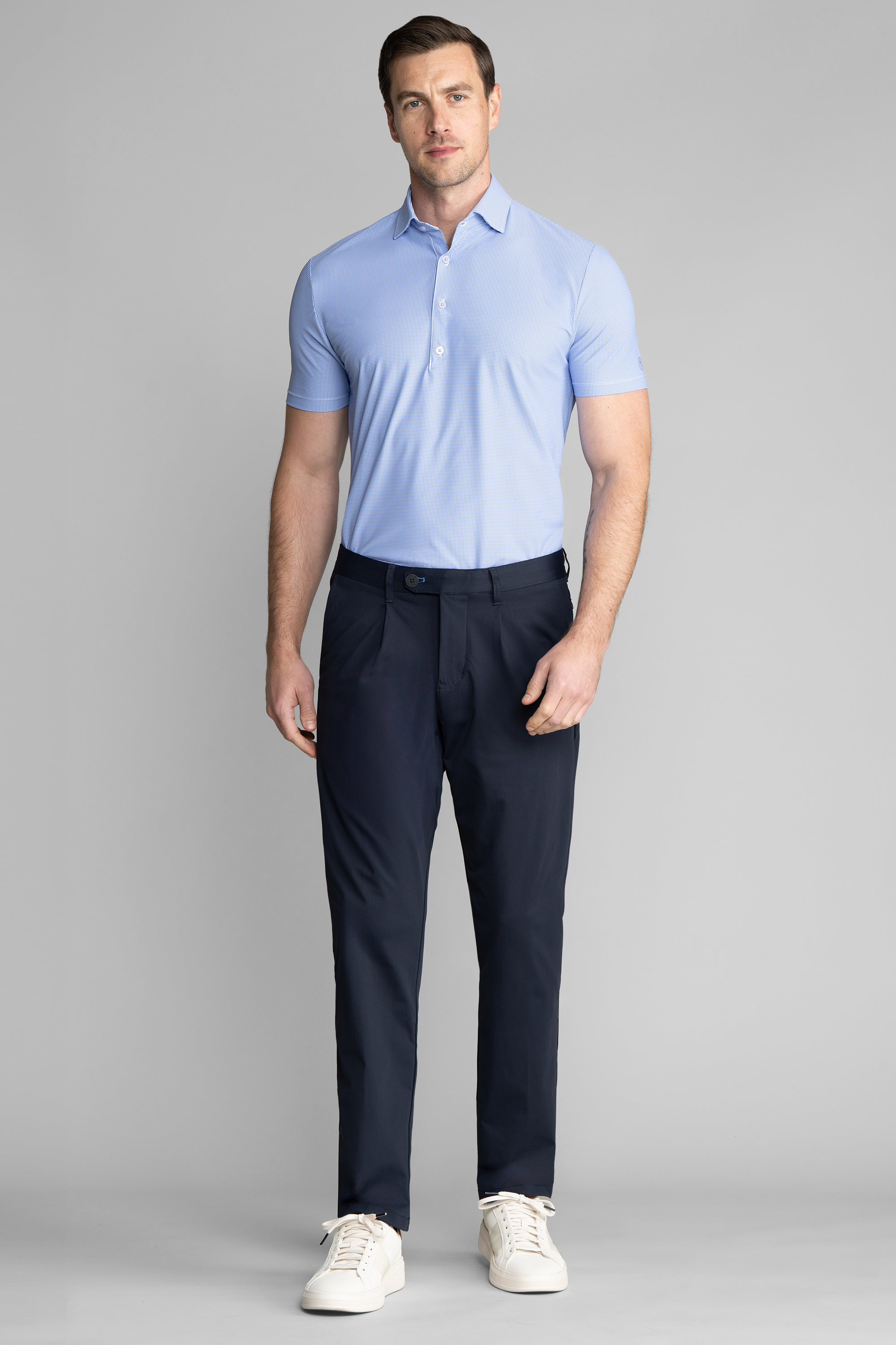 Event Polo Windowpane // Blue Puppytooth