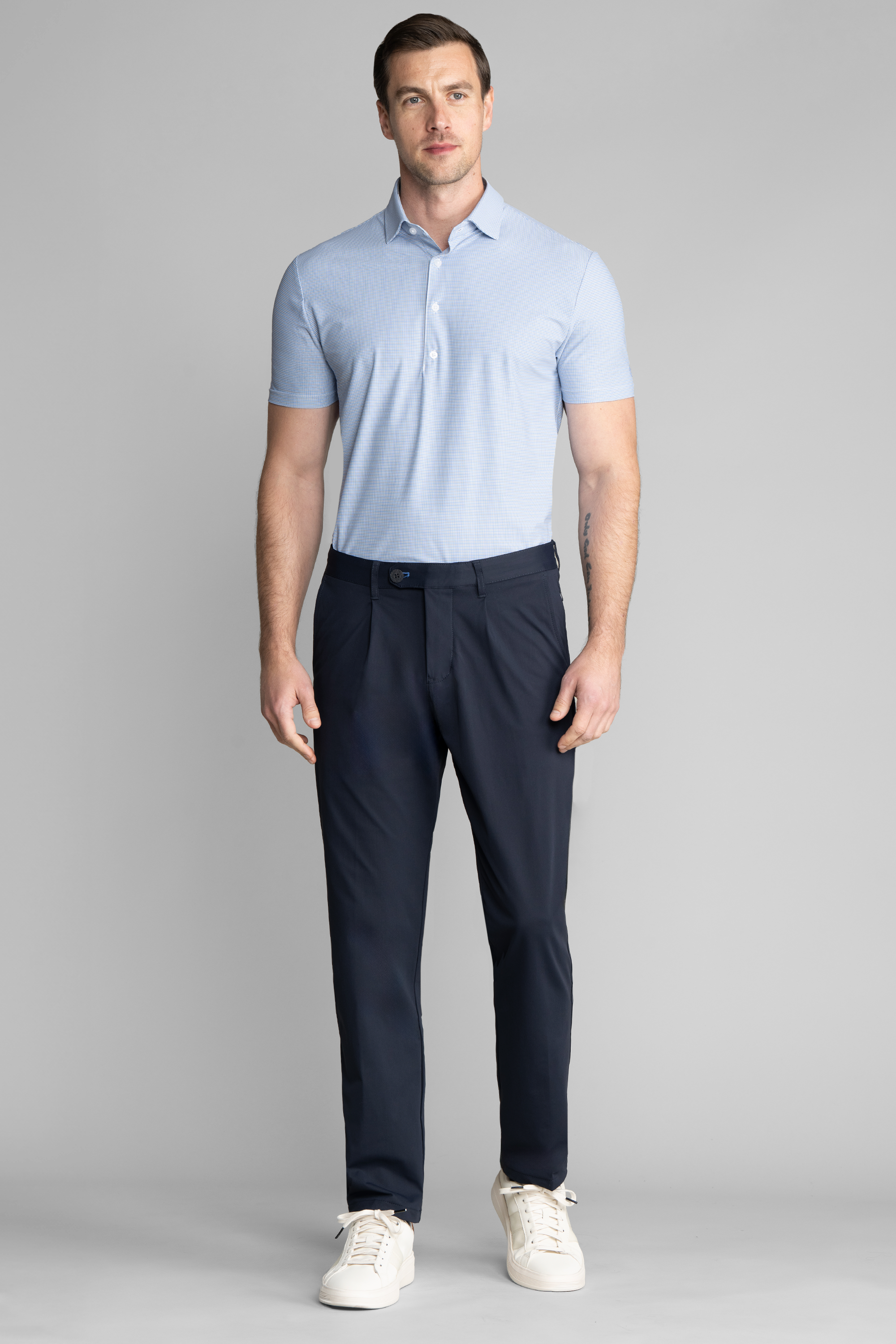 Event Polo Windowpane // Blue Grey
