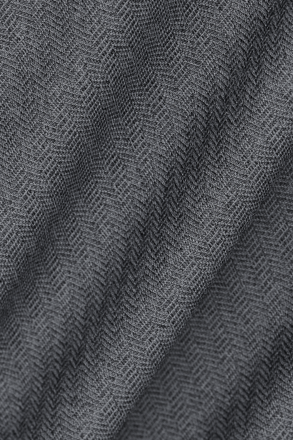 Long Sleeve Button Down Polo in Herringbone // Charcoal