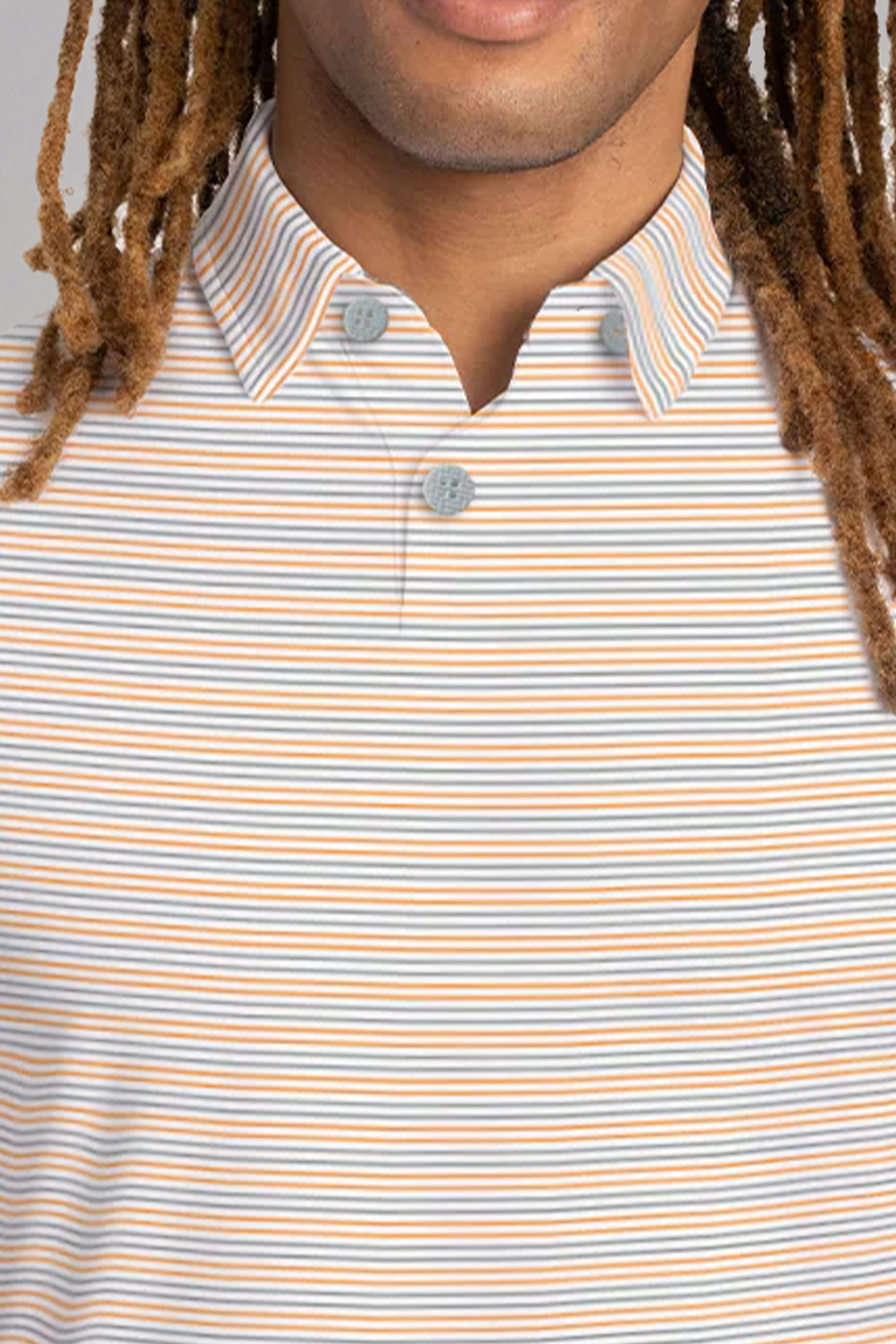 Short Sleeve Polo Stripe // Grey Orange