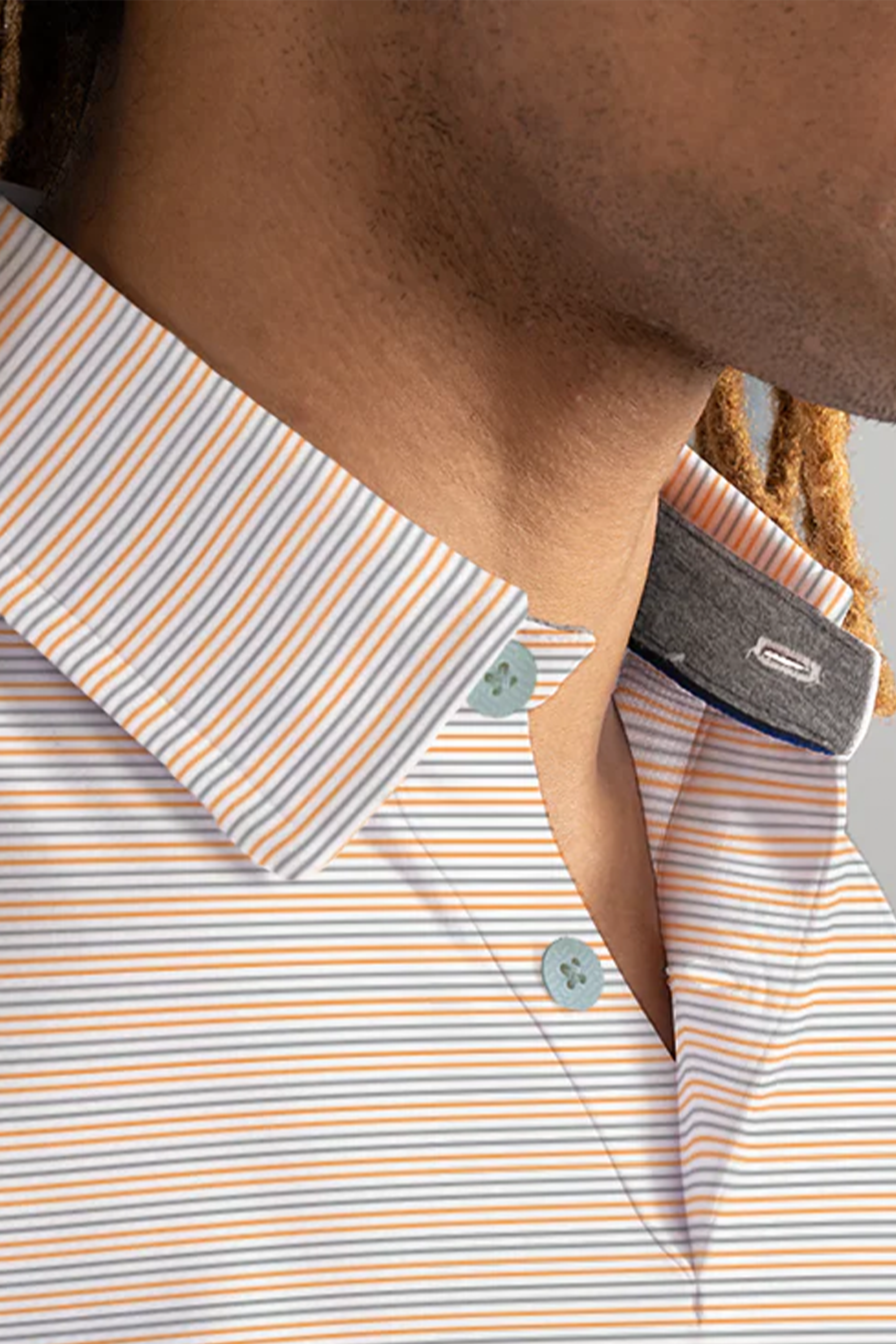 Short Sleeve Polo Stripe // Grey Orange