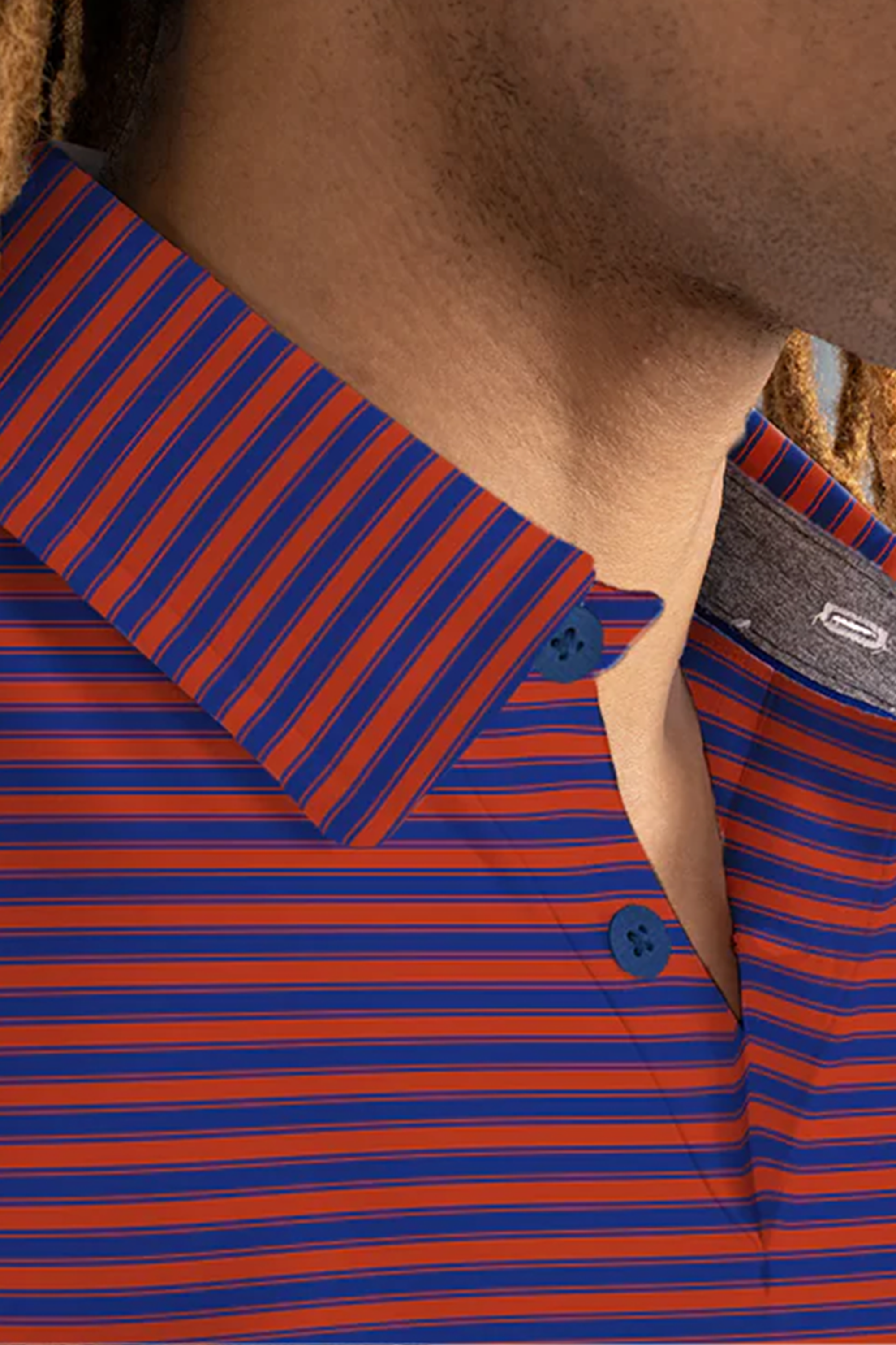 Short Sleeve Polo Stripe // Red Blue