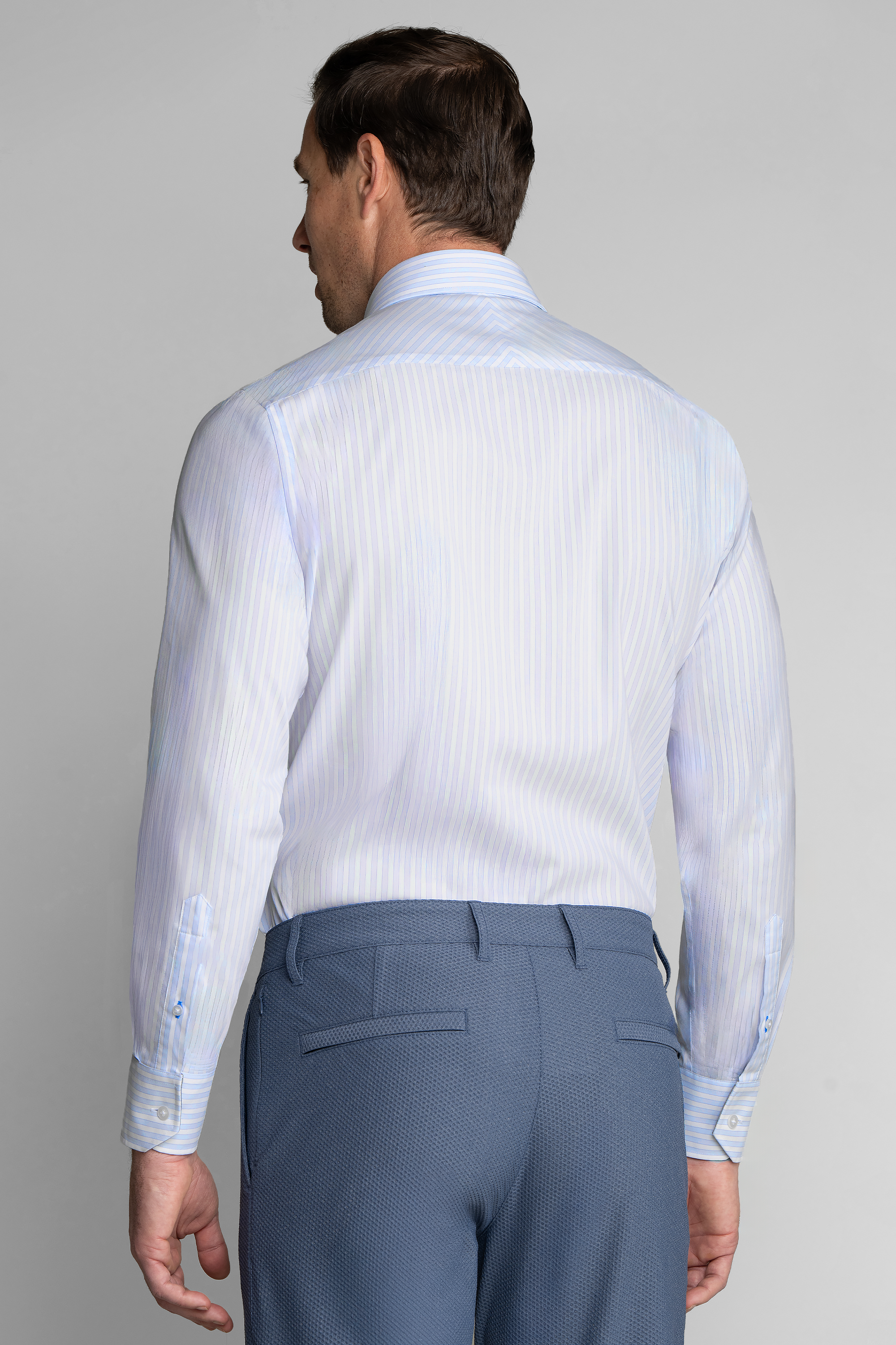 Leader Non-Iron Stripe // Dashed Blue