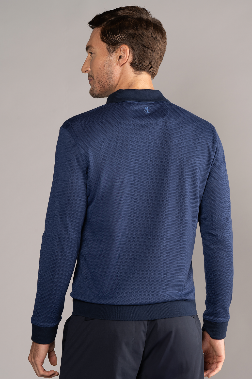 Long Sleeve Sweater Polo Solid // Navy